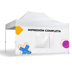 CARPA PLEGABLE 3x6 GRIS ACERO 40MM CON VENTANAS 